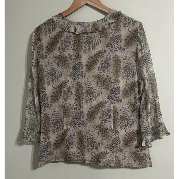 Allison Taylor 100% Silk Shirt Women's Medium Brown Blouse Top Career - Picture 6 of 7